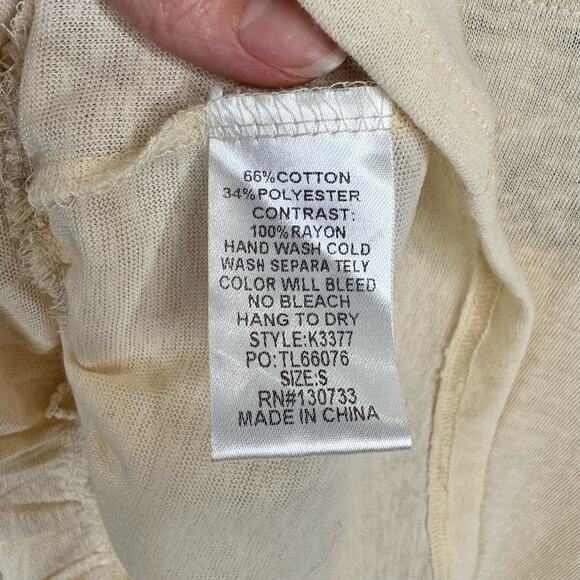 Umgee Mixed Print Balloon Sleeve Babydoll Blouse Top Boho Lightweight Size Small - Picture 9 of 9